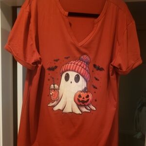 Orange Halloween Ghost T-Shirt